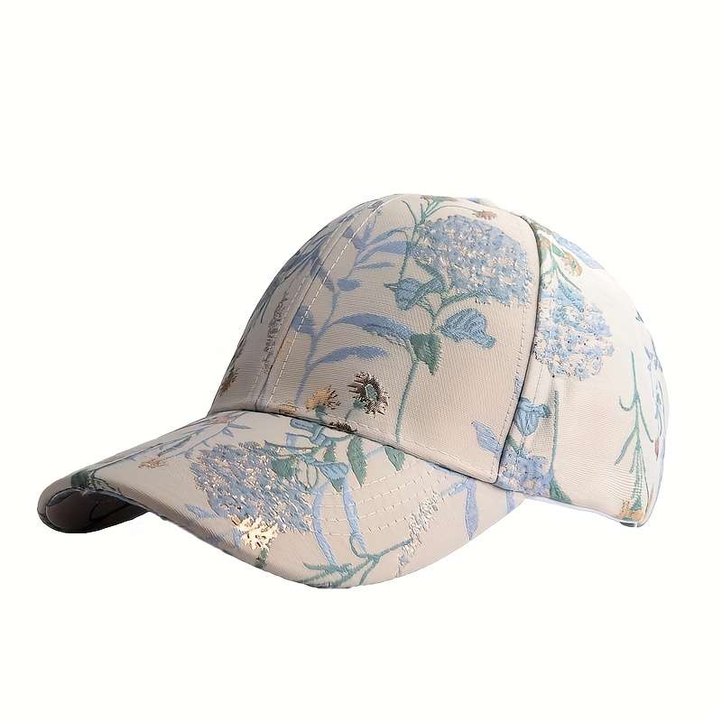 Adjustable Women'S Floral Dandelion Golden Thread Jacquard Baseball Cap Breathable Polyeste