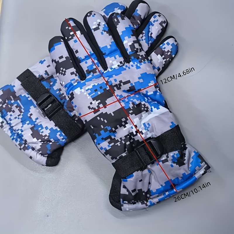 1 Pair Camouflage Blue Warm Gloves