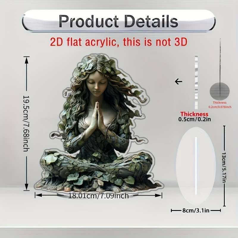1pc 2D Flat   Boho Style  Acrylic Goddess Figurine Multipurpose Tabletop Bohemian Life Goddess