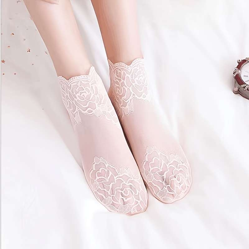 5 Pairs Light Beige One Size High Elastic Socks