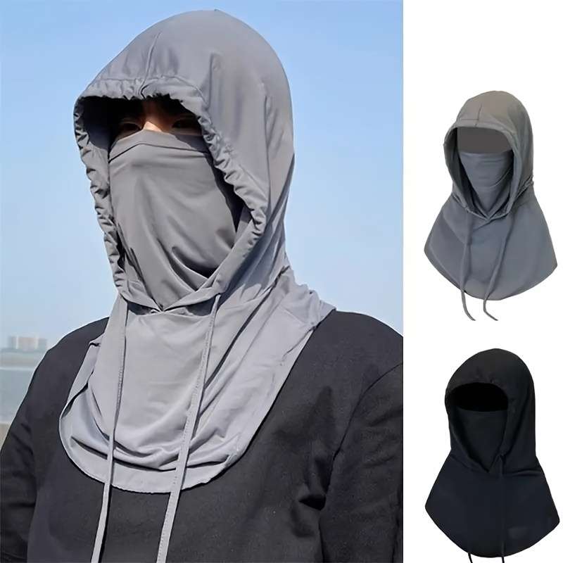 Unisex Sunscreen Mask Hat With Neck Protection Full Face Uv Protection Breathable Polyester S