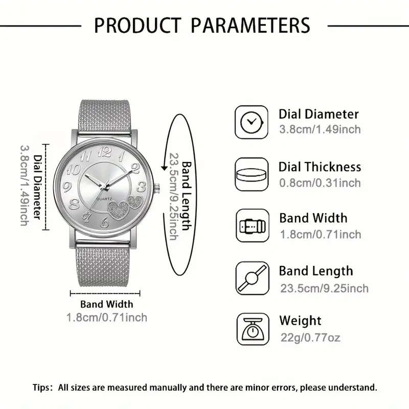 Heart-shaped Quartz Watch And Jewellery Set Of 6pcs