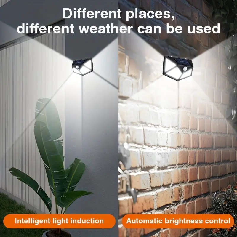 New 100LED wall sensor light, intelligent light sensor, solar charging, brightness automatic adjustm