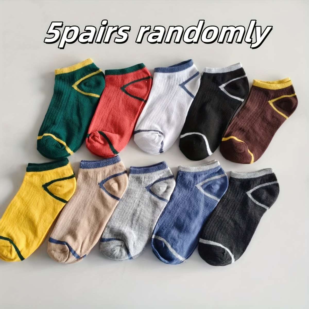 5 Pairs Random Colors Asian One Size High Elastic Socks
