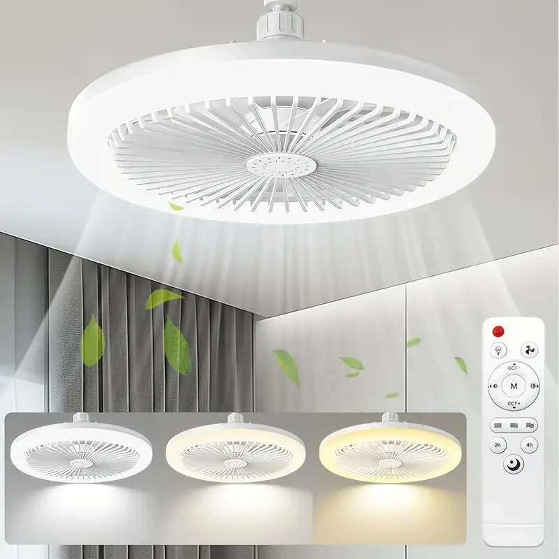 2-in-1 Multifunctional Ceiling Fan with Light, LED Fan Light, 25.4 cm Diameter, Color Matching