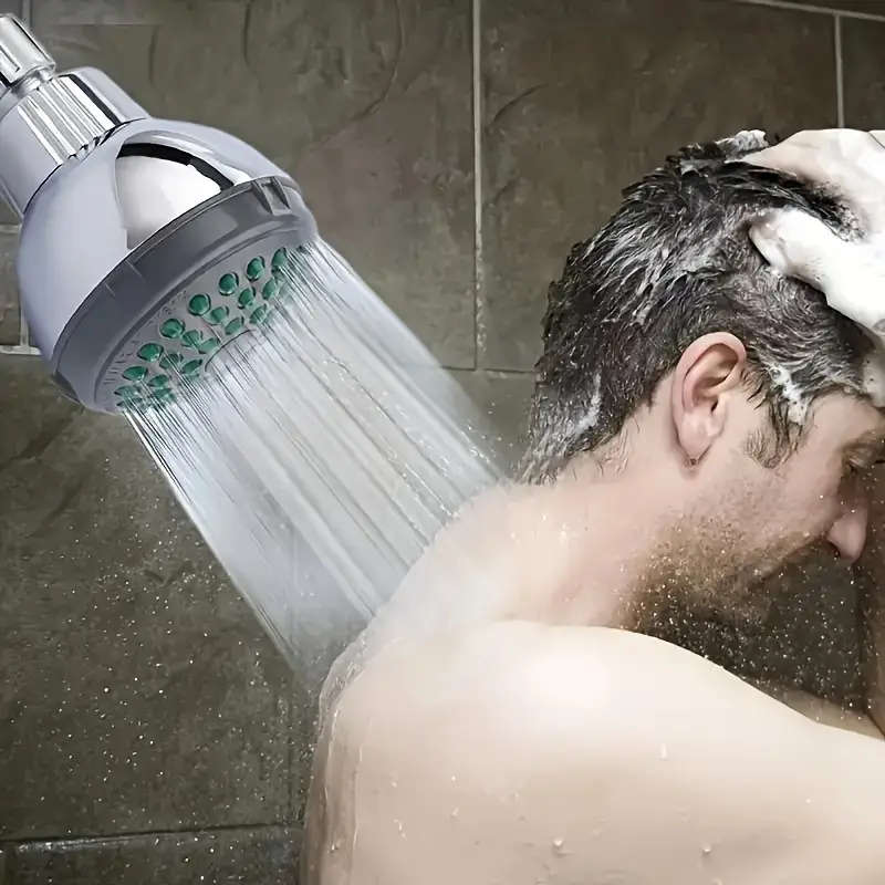 1pc Modern High-Pressure Shower Head Adjustable Angle Water-Saving Plastic Rainfall Spray Ideal for