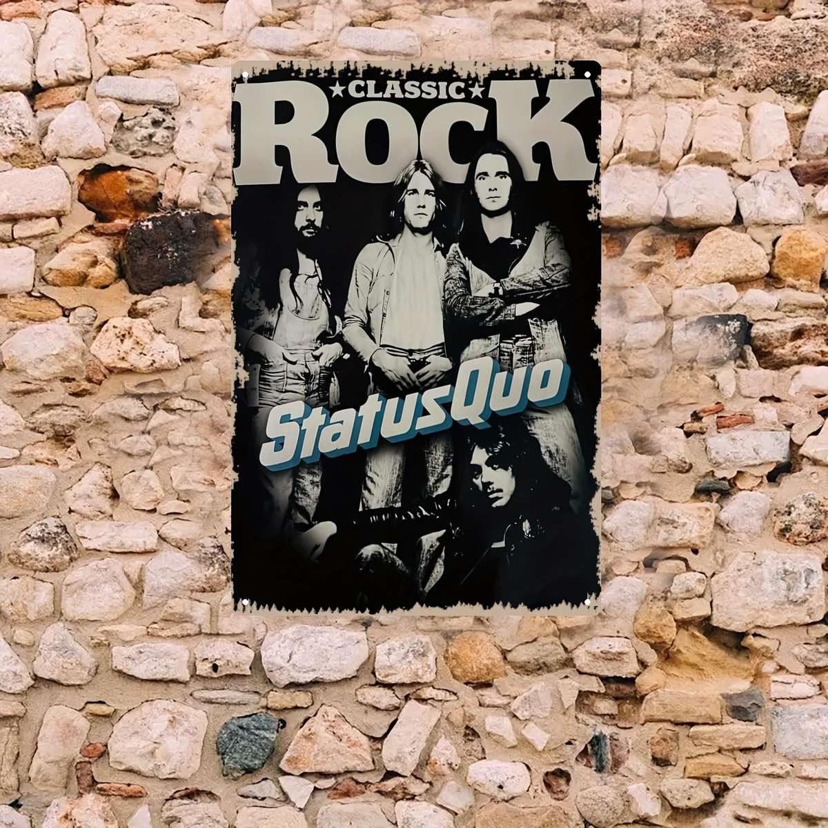 2D Metal Iron Signboard Status Quo Classic Rock Band Poster Nostalgic British Rock Style Pe