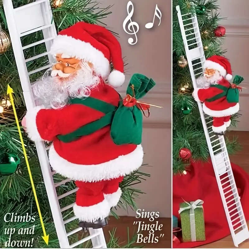 Santa Claus Singing and Climbing Ladder Decoration Set