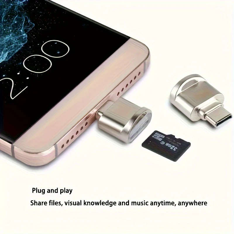 1pc USB-C Micro SD Card Reader Aluminum Alloy USB-C Micro SD Card Reader with OTG TF Memory Card