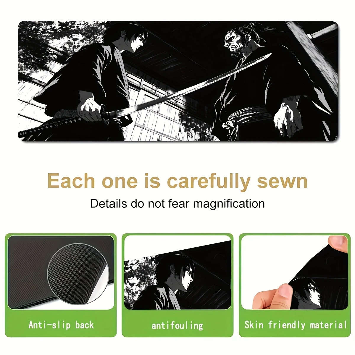 30x80cm Japanese Samurai Duel Design Mouse Pad Durable Odorless Rubber Desk Mat