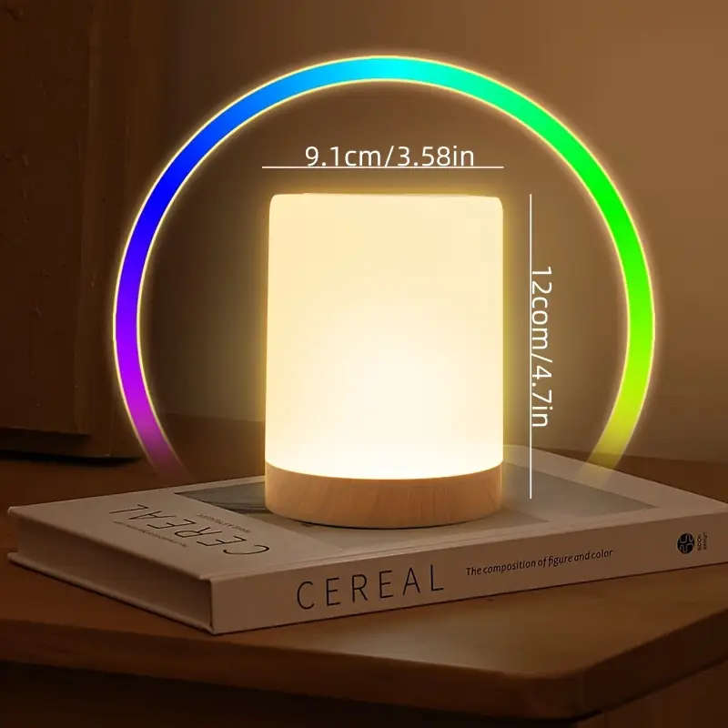 1pc Touch-Controlled LED Bedside Lamp with 12 Colors 3 Modes Adjustable Brightness Timer Function Pe