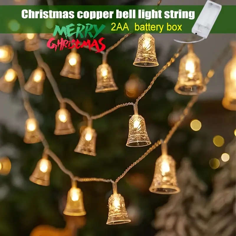 A String Of 10 Christmas-Patterned Bell Lights 1.5M