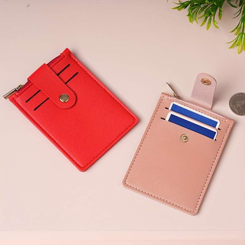 1pc Solid Trendy Card Holder Buckle Vertical Design For Traveling Shopping