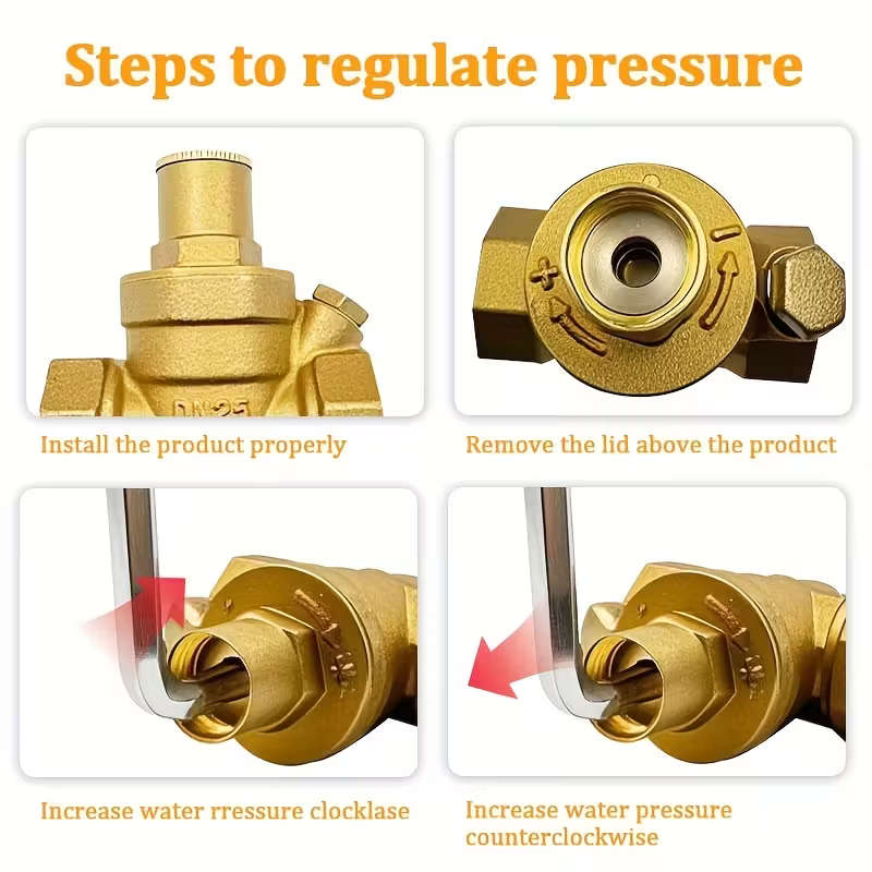 1 Brass Pressure Reducing Valve With Built-In Pressure Gauge