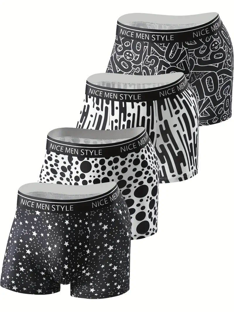 4pcs Men's Boxer Briefs Size XXL Breathable Stretchy Quick-Dry Casual Sports Shorts