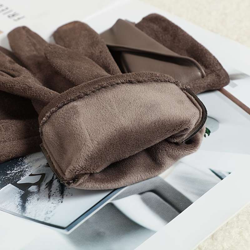 1 Pair Caramel Color Warm Gloves