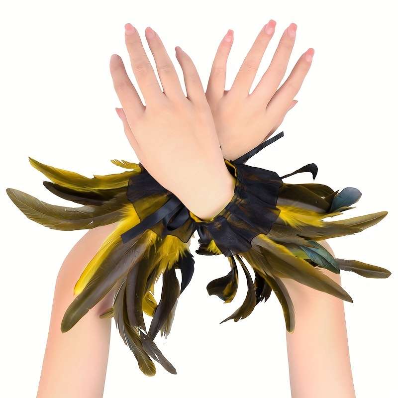 1 Pair Lake Blue Feather Lace Hand Gloves