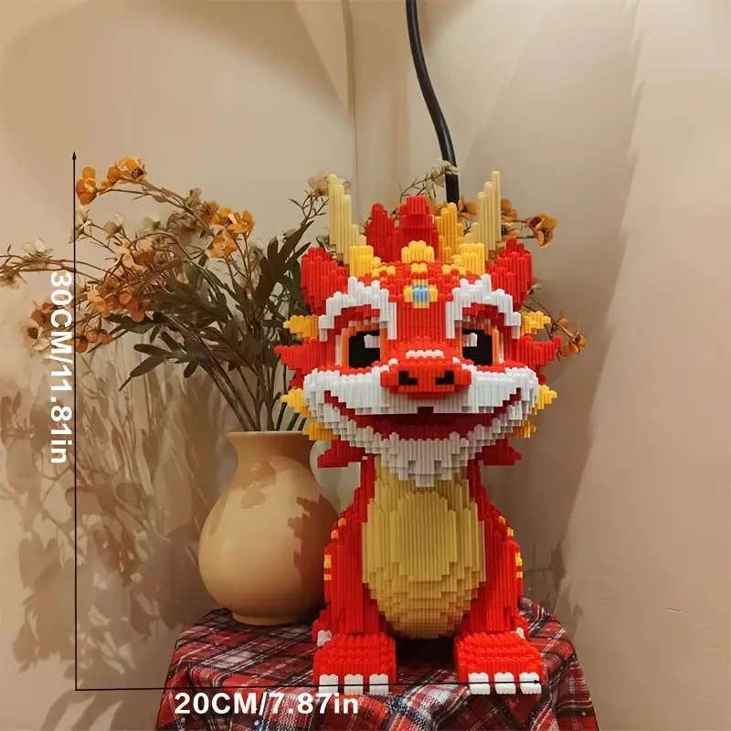 8120 Piece Red Kylin Dragon Building Kit - Colorful Animal Series Model, Challenging Puzzle Craft