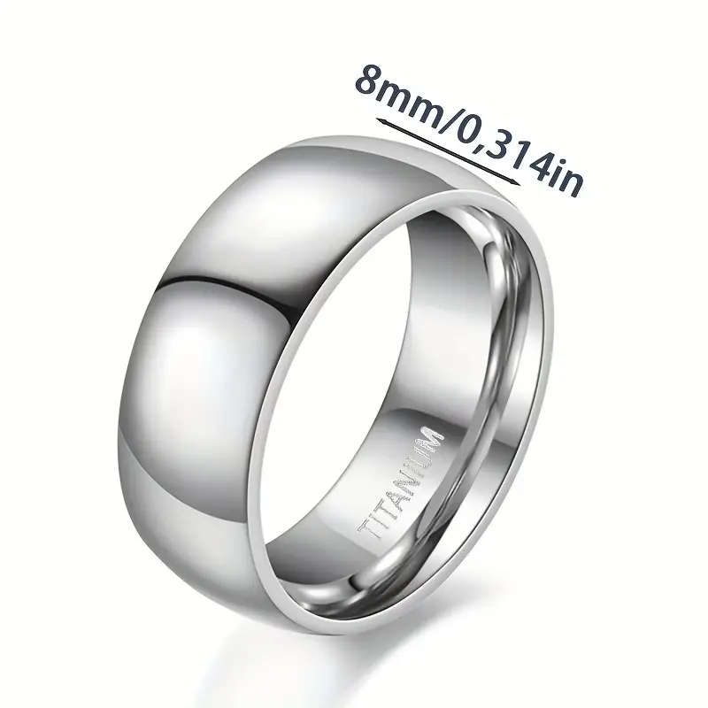 Titamium 8mm Mens Fashion Ring, Durable, Modern