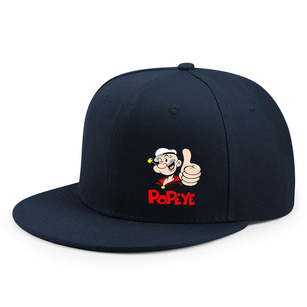 Hip-Hop Baseball Cap with Popeye Cartoon Print Adjustable Breathable Polyester Sun Hat f