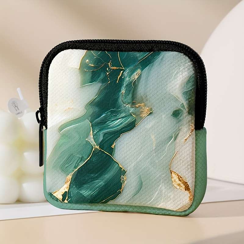 Large Capacity Coin Wallet With Lapis Golden Pattern Beautiful And Simple Digital Printed