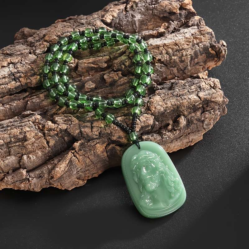 1 Piece Green Jesus Theme Pendant