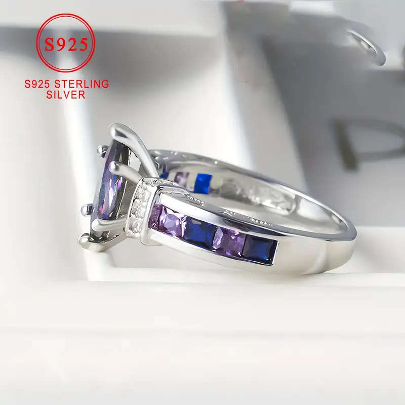 925 Silver Horse-Shaped Colorful Cubic Synthetic Zirconia Ring