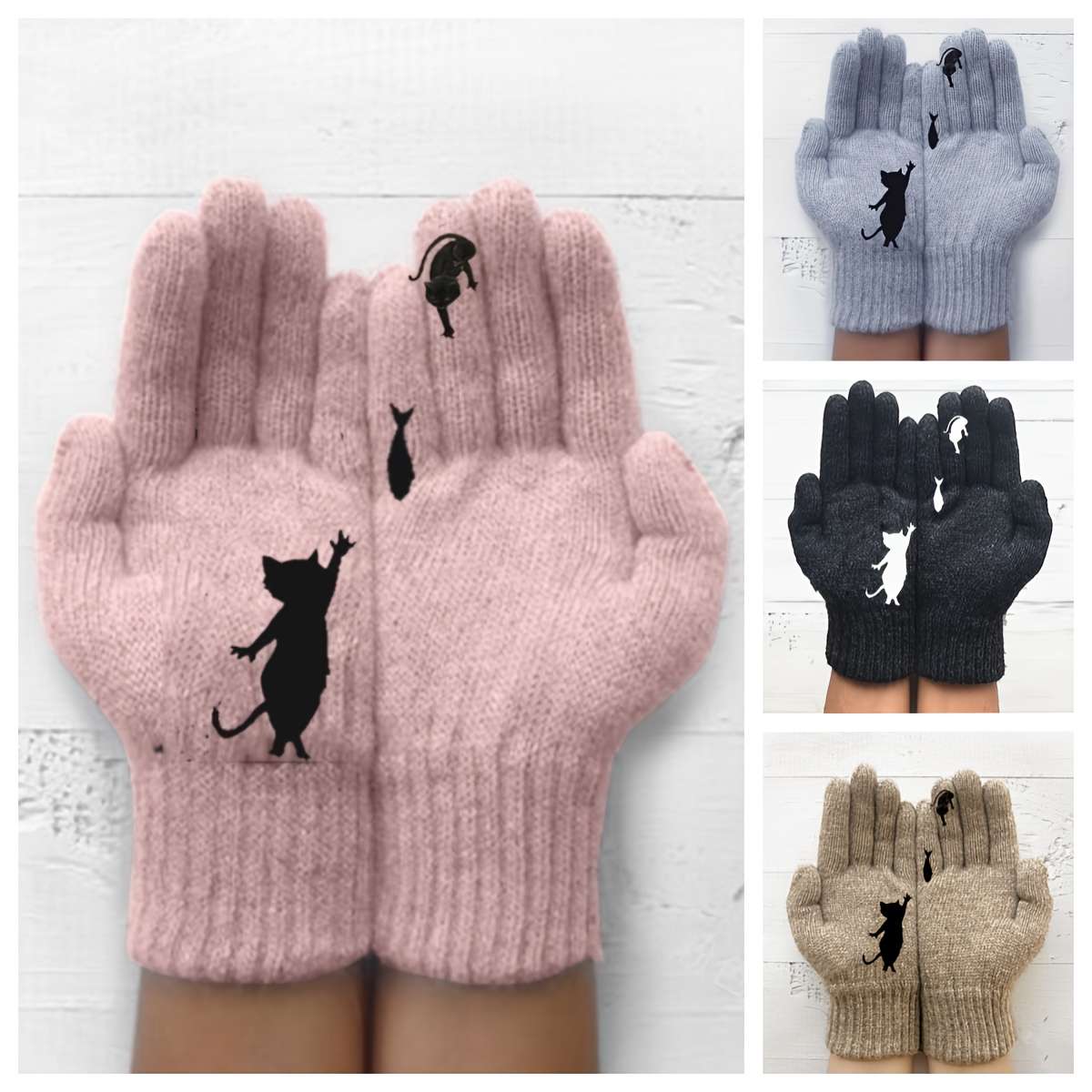 1 Pair Black Warm Gloves