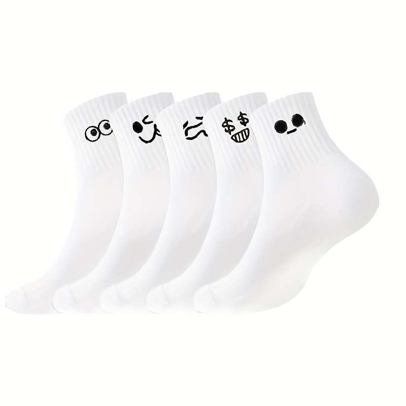 5 Pairs White One Size High Elastic Socks