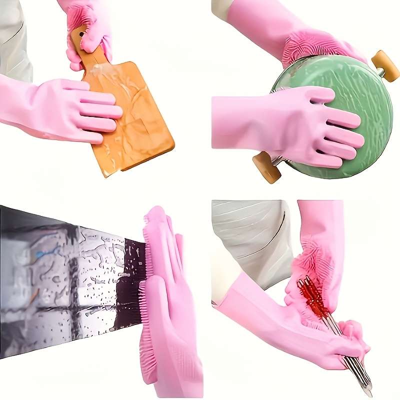 1 Pair Pink Household Cleaning Gloves