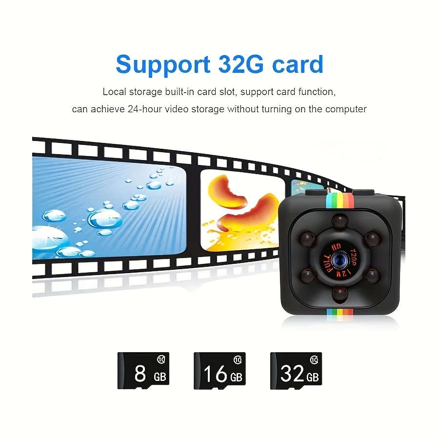 1pc Mini Security Camera with HD 720P Video Audio Recording Motion Detection USB Rechargeable Compac