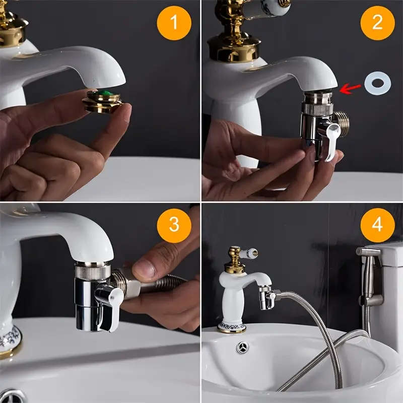 1pc Universal Faucet Sink Valve Diverter Handheld Shower Head Adapter Bathroom Kitchen Sink Faucet R