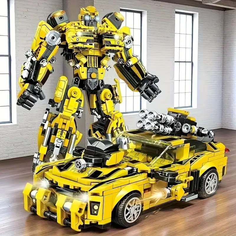 1800 Piece ABS Building Blocks, 2-in-1 Transformable Car Model Set, Durable and Stylish Display