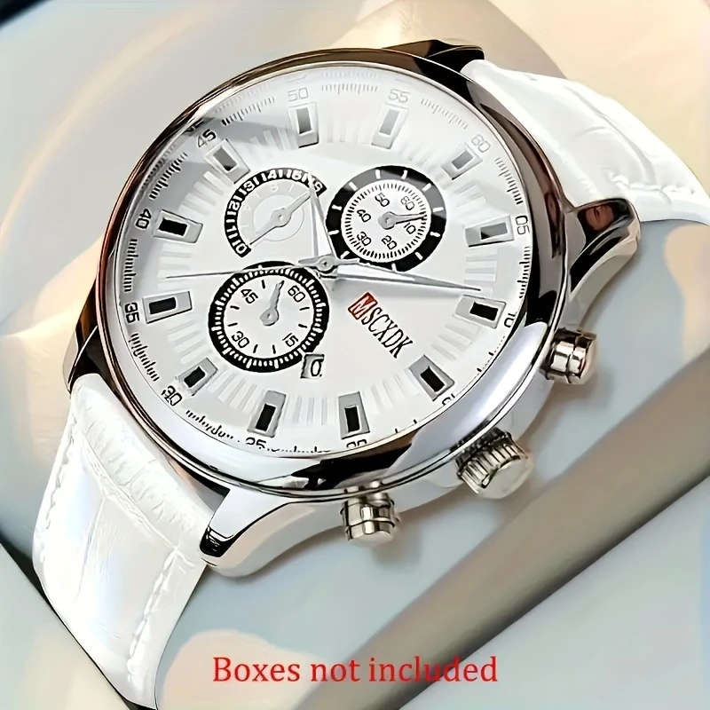 1pc Casual Quartz Wrist Watch for Men and Women with PU Leather Strap Electronic Drive Alloy Case Po