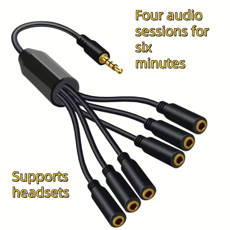 1pc 3.5Mm 1-To-6 Audio Cable Computer Mobile Phone Headset Extension Av Cable