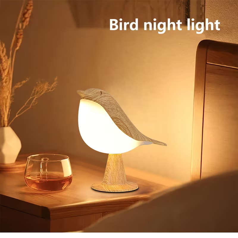 Art Deco Style Bird-Shaped Led Table Lamp mahogany
