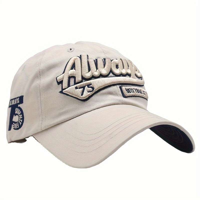 Vintage Washed Cotton Baseball Cap with Embroidered Letters ALWAYS 75 NEW YORK Adjustab