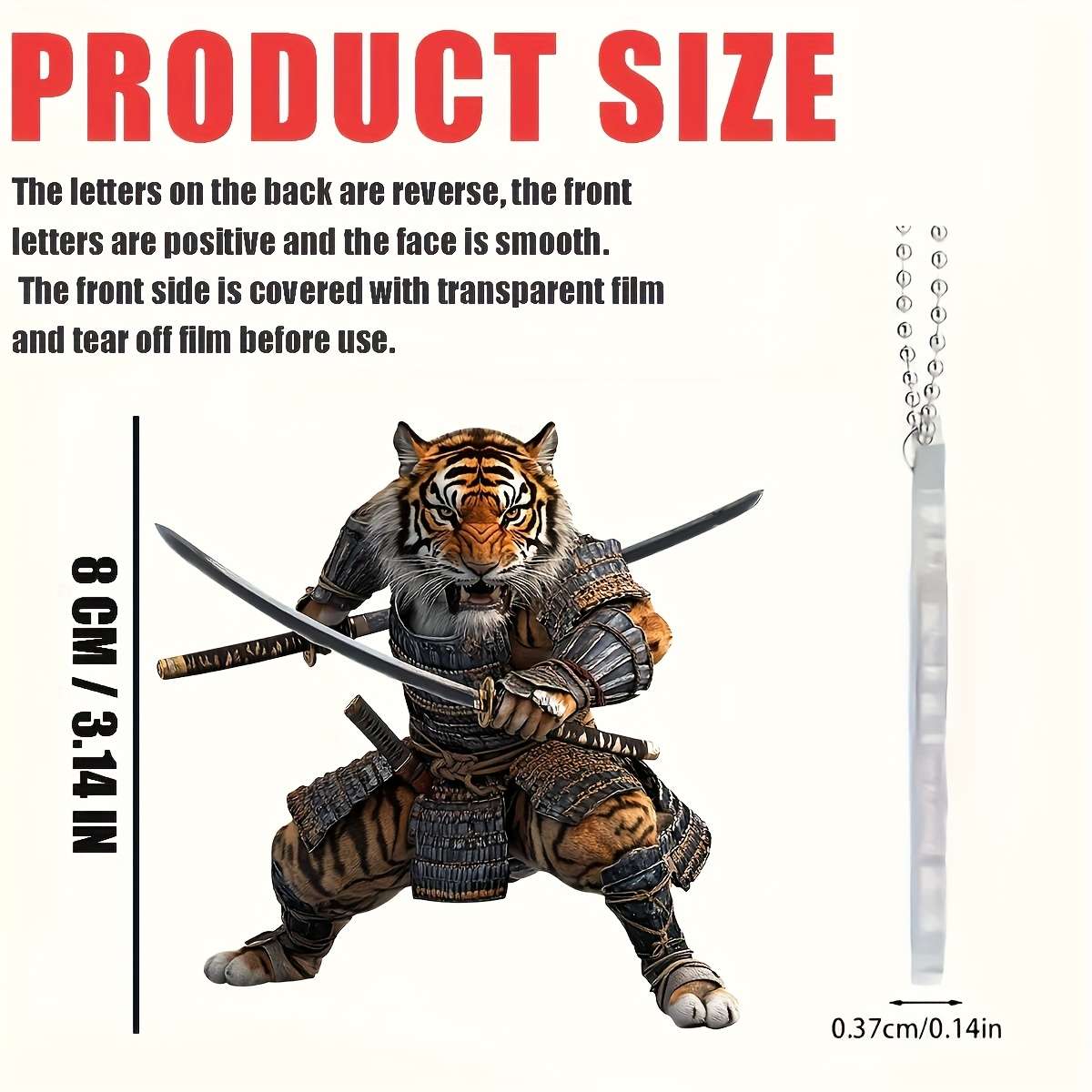 2D Flat Acrylic Big Tiger Warrior Armor Pendant