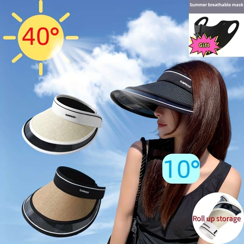 Unisex Summer Sun Visor Hats with UV Protection Breathable Nylon Design