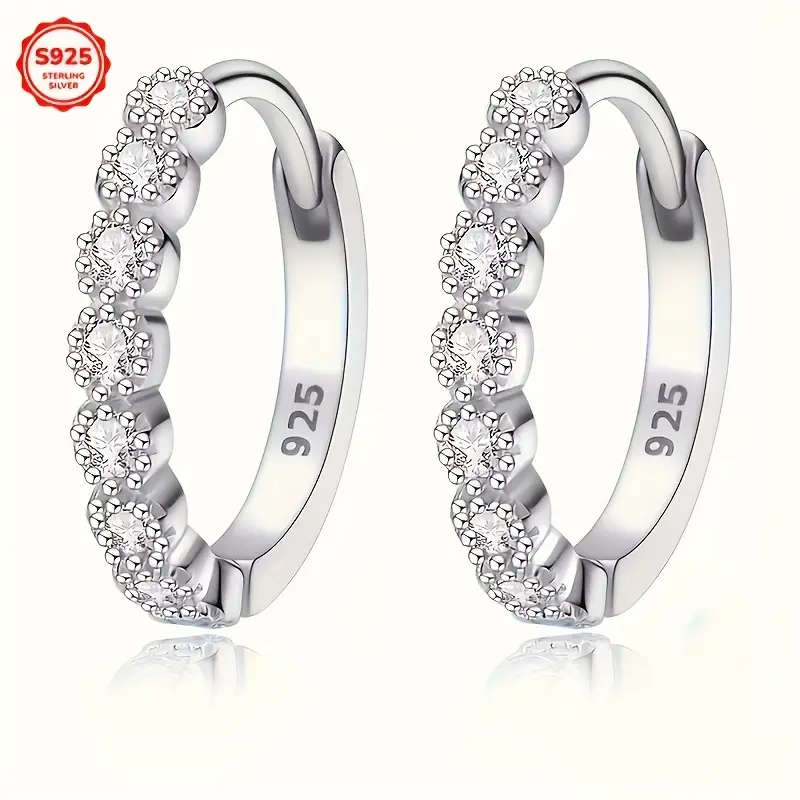 925 Sterling Silver Earrings with Sparkling Synthetic Zirconia Accents