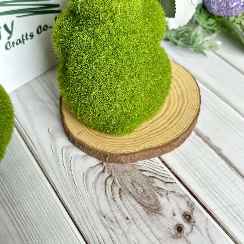 1 Charming Green Flocked Bunny Statue