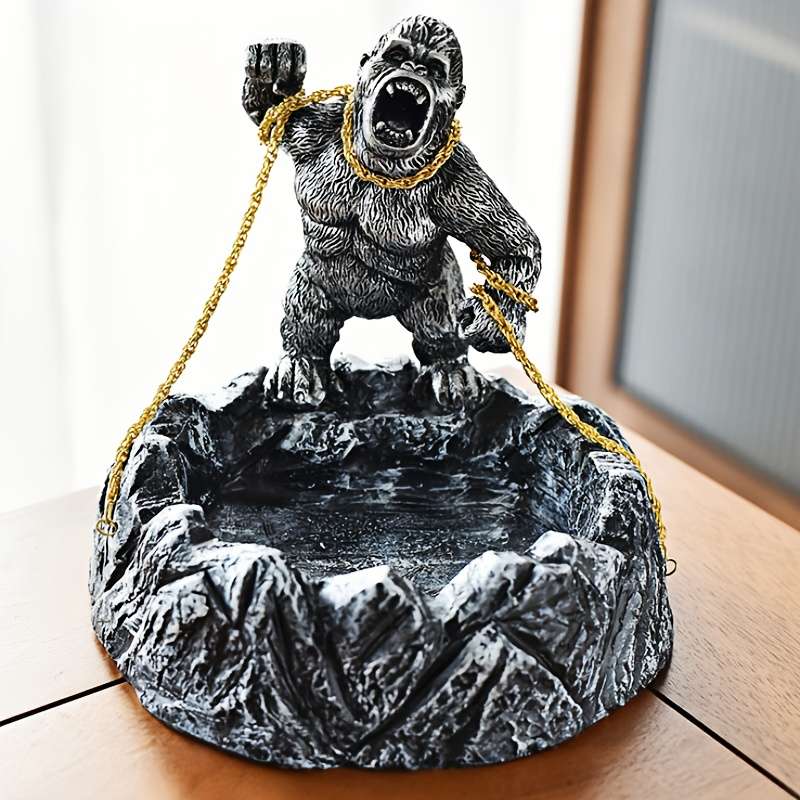 1pc Modern Gorilla Ashtray with Lid Unique Animal Design Plastic Irregular Shape Ideal for