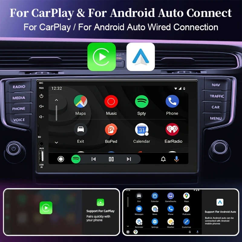 1pc Multimedia Player MP5 Android Auto Carplay 1pc Car Portable 7inch Touch Screen Audio Receiver