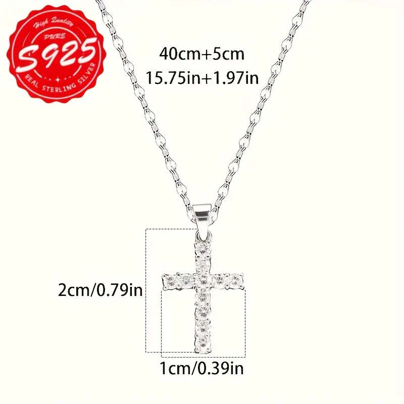 2-Pack S925 Sterling Silver Women's Lip Necklace with Cross Pendant