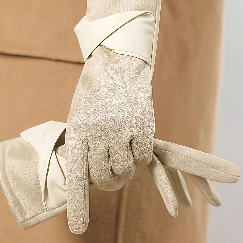 1 Pair Caramel Color Warm Gloves