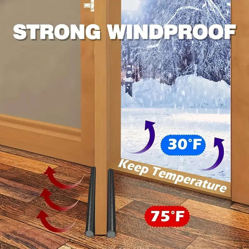 1pc Durable Faux Leather Door Bottom Seal Strip Windproof Soundproof Dust-Proof Adhesive Insulation