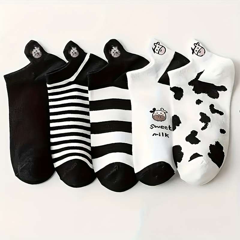 5 Pairs Of Mixed Colors One Size High Elastic Socks