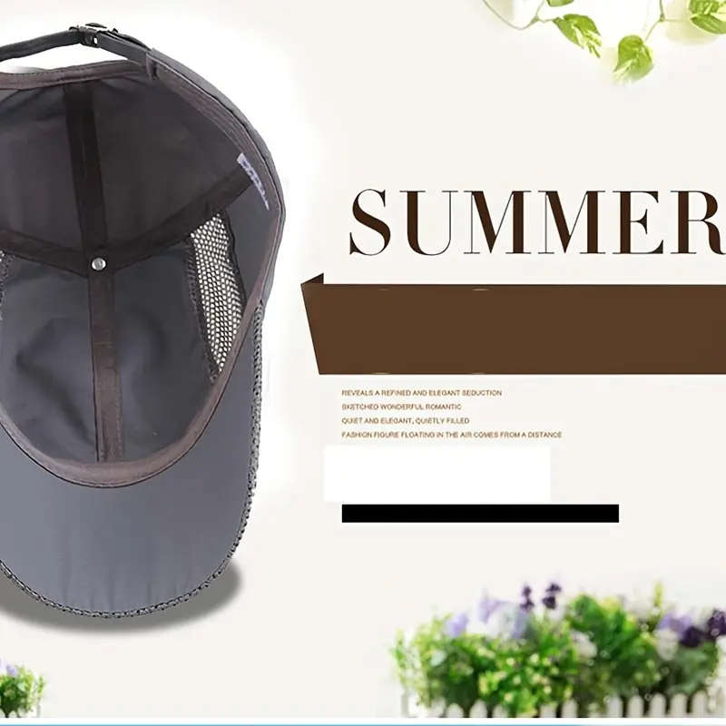 1pc Quick-Dry Baseball Cap Adjustable Moisture-Wicking Sun Hat for Outdoor Sports All Seasons