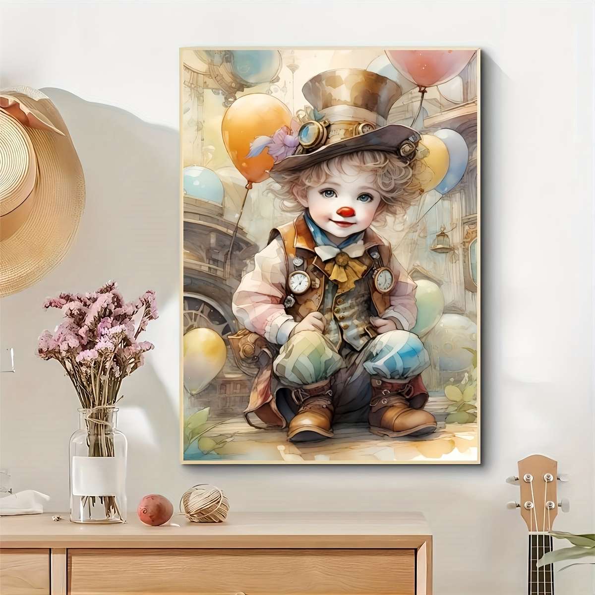 1000-Piece Jigsaw Puzzle Clown with Flowers Design Durable Thick Paper Puzzle for A