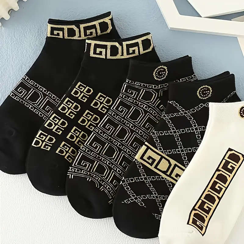 5Pack Men'S Vintage Ethnic Knit Crew Socks of Ultra Comfy Breathable Anti-Odor Men'S Low Cut Socks S